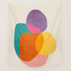 Modern Colorful Abstract Round Shapes Wall Tapestry Gallery Image 4