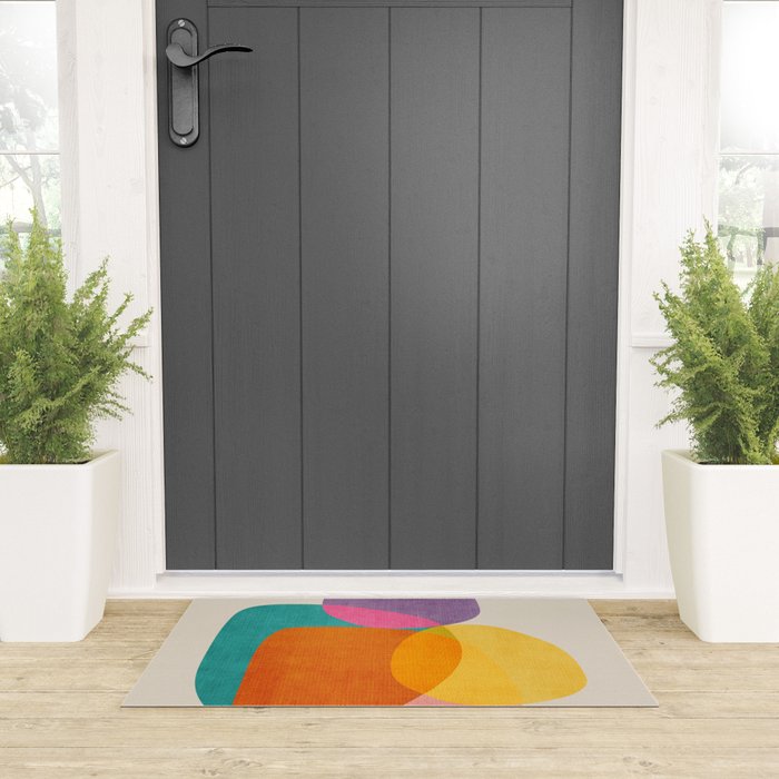 Modern Colorful Abstract Round Shapes Welcome Mat Gallery Image 3