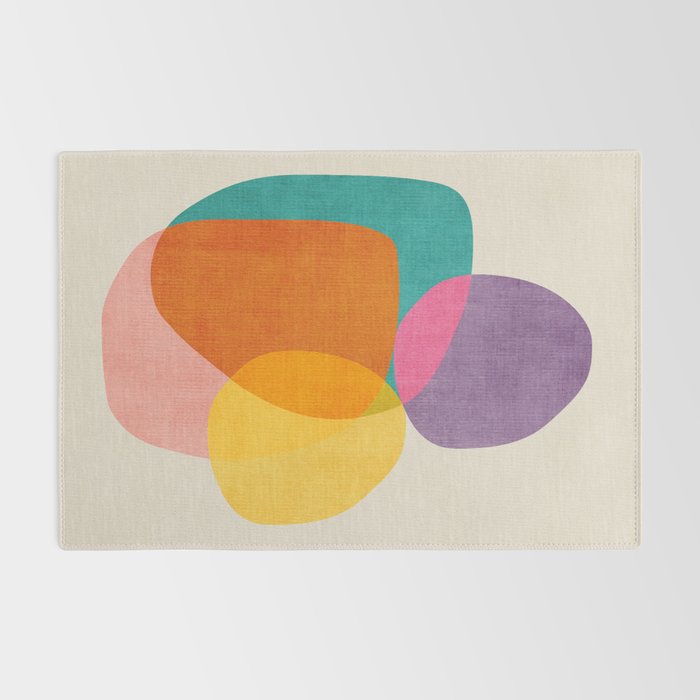 Modern Colorful Abstract Round Shapes Rug Gallery Image 2