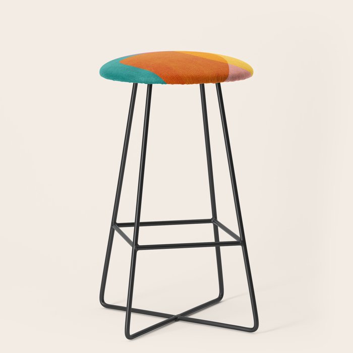 Modern Colorful Abstract Round Shapes Stool Gallery Image 1