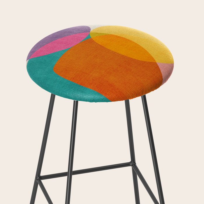 Modern Colorful Abstract Round Shapes Stool Gallery Image 2