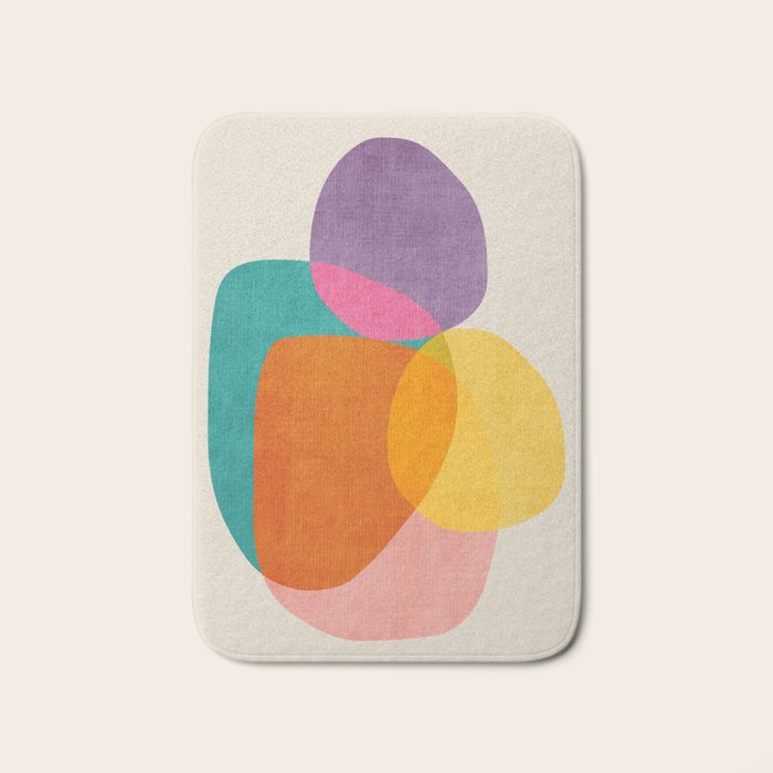 Modern Colorful Abstract Round Shapes Bath Mat Gallery Image 1