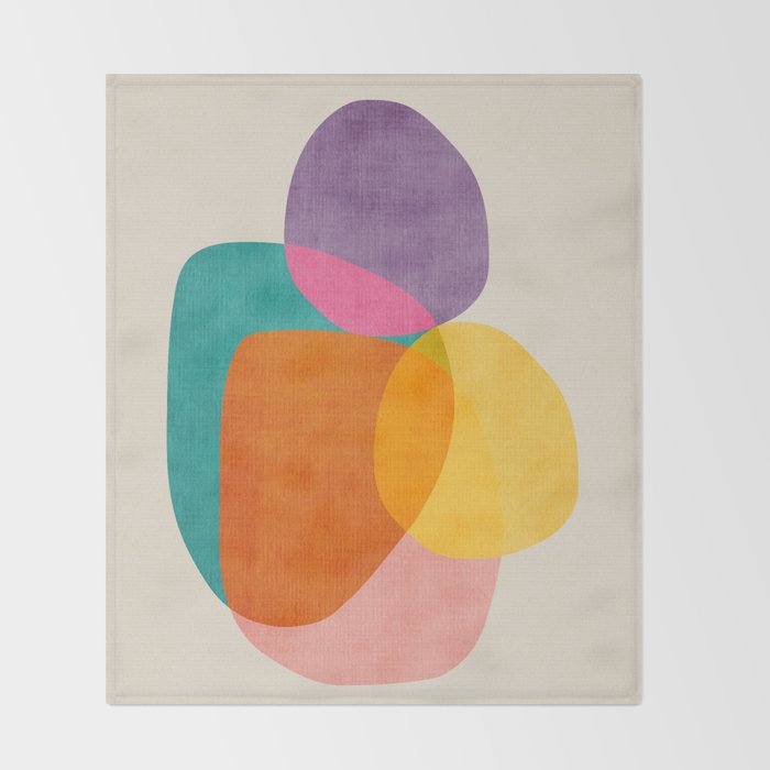 Modern Colorful Abstract Round Shapes Throw Blanket Gallery Image 2