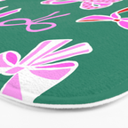 Festive Pink and Red Christmas Ribbons and Bows hand drawn Collection on Green Bath Mat Gallery Image 3