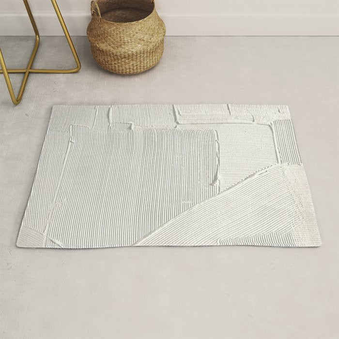 Relief [2]: an abstract, textured piece in white by Alyssa Hamilton Art Rug Gallery Image 1