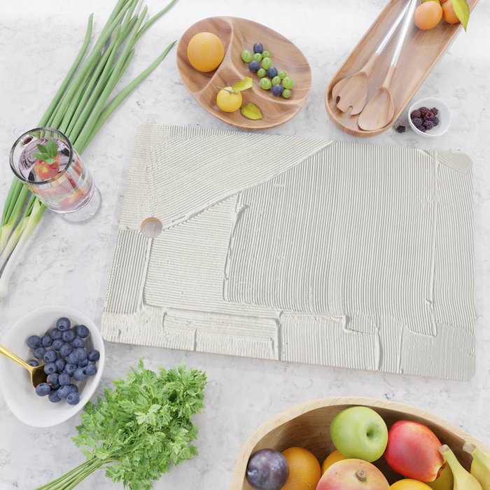 Relief [2]: an abstract, textured piece in white by Alyssa Hamilton Art Cutting Board Gallery Image 2