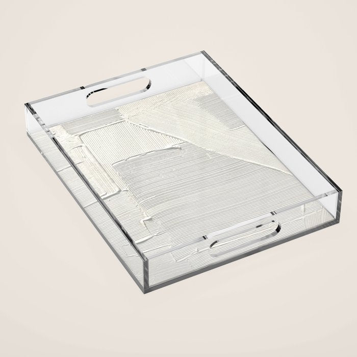 Relief [2]: an abstract, textured piece in white by Alyssa Hamilton Art Acrylic Tray Gallery Image 1