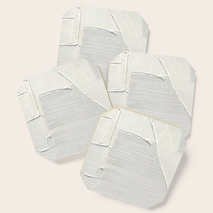 Relief [2]: an abstract, textured piece in white by Alyssa Hamilton Art Coaster Gallery Image 1