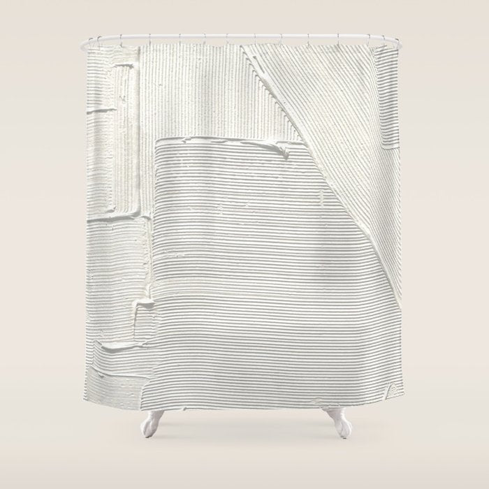 Relief [2]: an abstract, textured piece in white by Alyssa Hamilton Art Shower Curtain Gallery Image 1