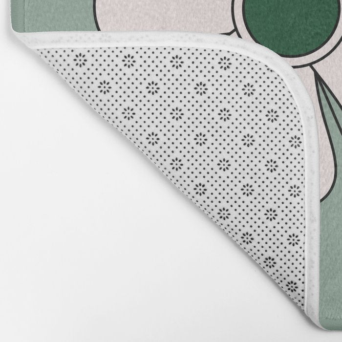 Retro Floral Daydream 60s Flowers Forest Green and Blush Pink Bath Mat Gallery Image 2