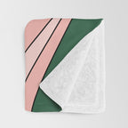 Retro Floral Daydream 60s Flowers Forest Green and Blush Pink Throw Blanket Gallery Image 3