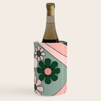 Retro Floral Daydream 60s Flowers Forest Green and Blush Pink Wine Chiller Gallery Image 3