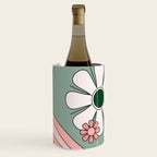 Retro Floral Daydream 60s Flowers Forest Green and Blush Pink Wine Chiller Gallery Image 2