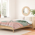 Retro Floral Daydream 60s Flowers Forest Green and Blush Pink Duvet Cover Gallery Image 2