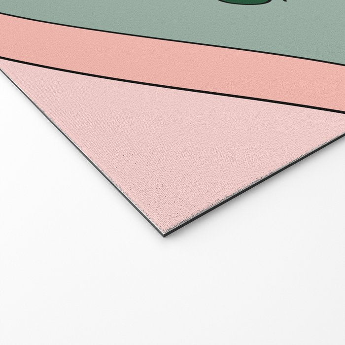 Retro Floral Daydream 60s Flowers Forest Green and Blush Pink Welcome Mat Gallery Image 2