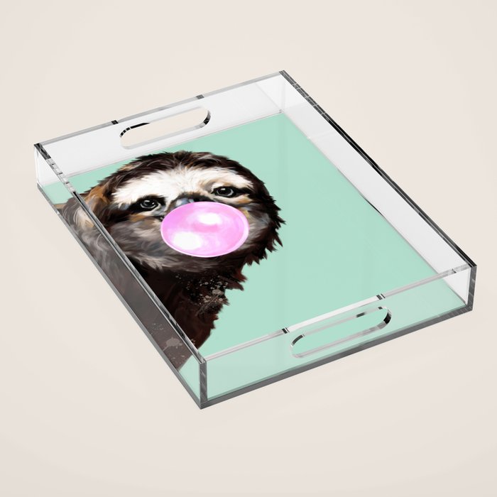 Bubble Gum Sneaky Sloth in Green Acrylic Tray Gallery Image 1