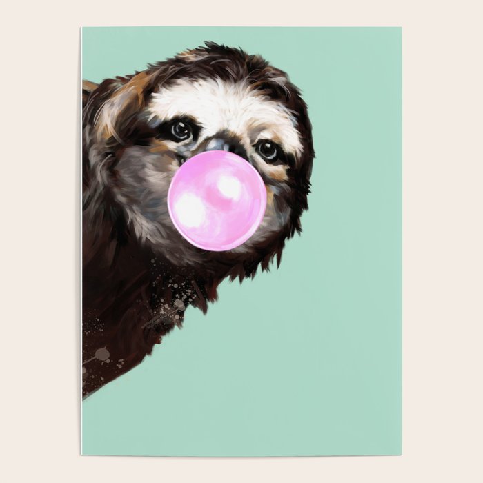 Bubble Gum Sneaky Sloth in Green Poster Gallery Image 1