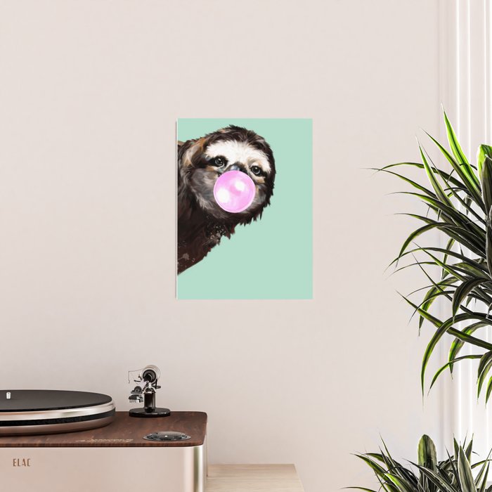 Bubble Gum Sneaky Sloth in Green Poster Gallery Image 2