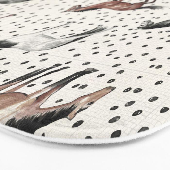 Horses and Dots, Vintage Texture, Wild horses, Hand-painted, Organic Dots, Watercolor Bath Mat Gallery Image 3