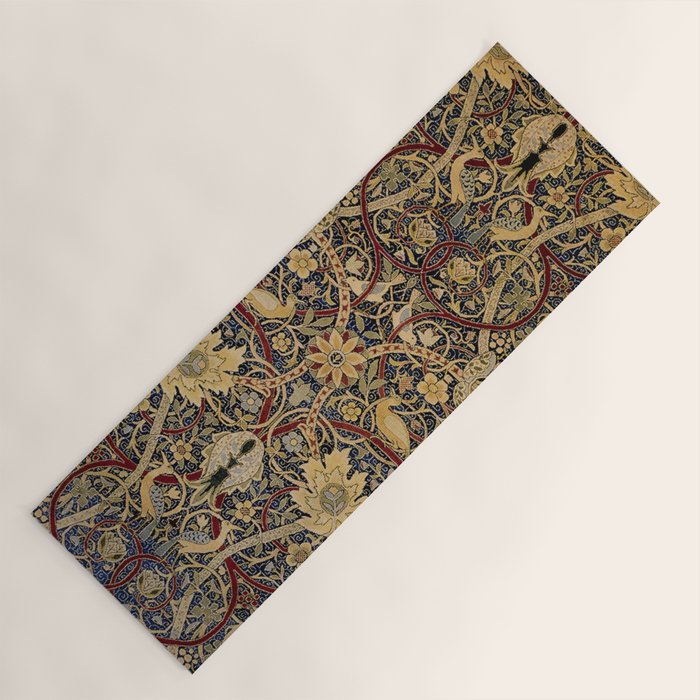 William Morris Bullerswood Black & Gold Antique 1889 Pattern Yoga Mat Gallery Image 1