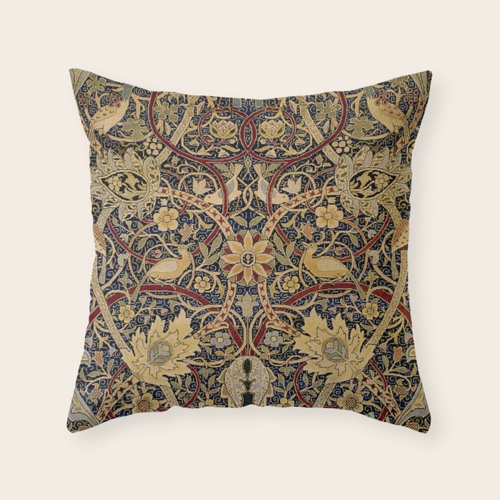 William Morris Bullerswood Black & Gold Antique 1889 Pattern Throw Pillow Gallery Image 6
