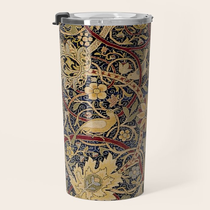 William Morris Bullerswood Black & Gold Antique 1889 Pattern Travel Mug Gallery Image 3