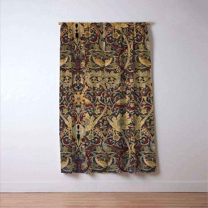 William Morris Bullerswood Black & Gold Antique 1889 Pattern Window Curtain Gallery Image 3
