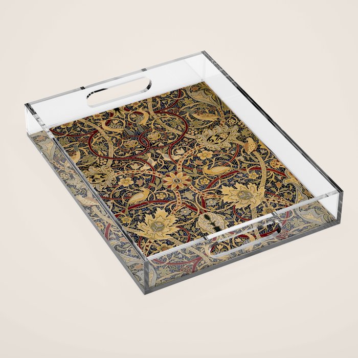 William Morris Bullerswood Black & Gold Antique 1889 Pattern Acrylic Tray Gallery Image 1