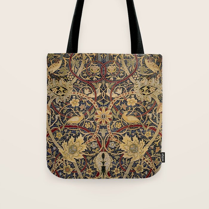 William Morris Bullerswood Black & Gold Antique 1889 Pattern Tote Bag Gallery Image 1