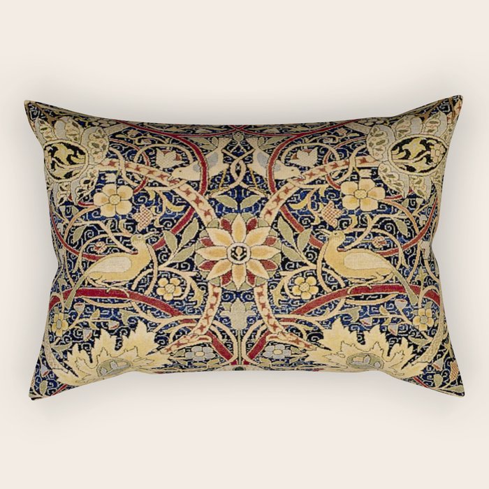 William Morris Bullerswood Black & Gold Antique 1889 Pattern Rectangular Pillow Gallery Image 1