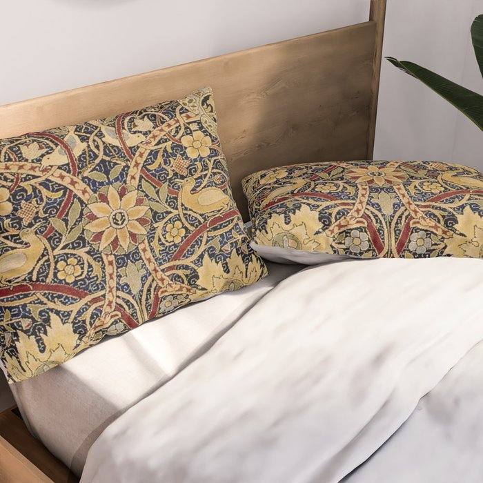 William Morris Bullerswood Black & Gold Antique 1889 Pattern Pillow Sham Gallery Image 2