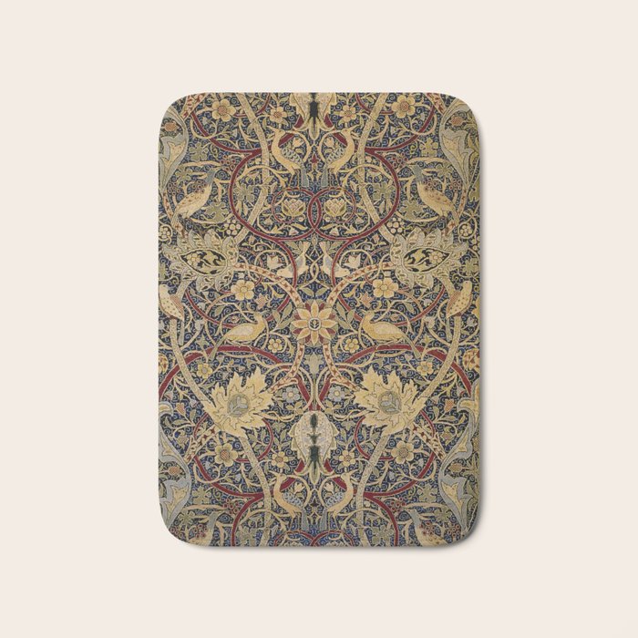 William Morris Bullerswood Black & Gold Antique 1889 Pattern Bath Mat Gallery Image 1