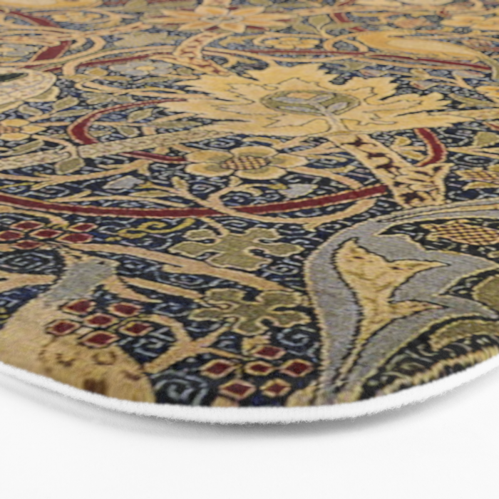 William Morris Bullerswood Black & Gold Antique 1889 Pattern Bath Mat Gallery Image 3