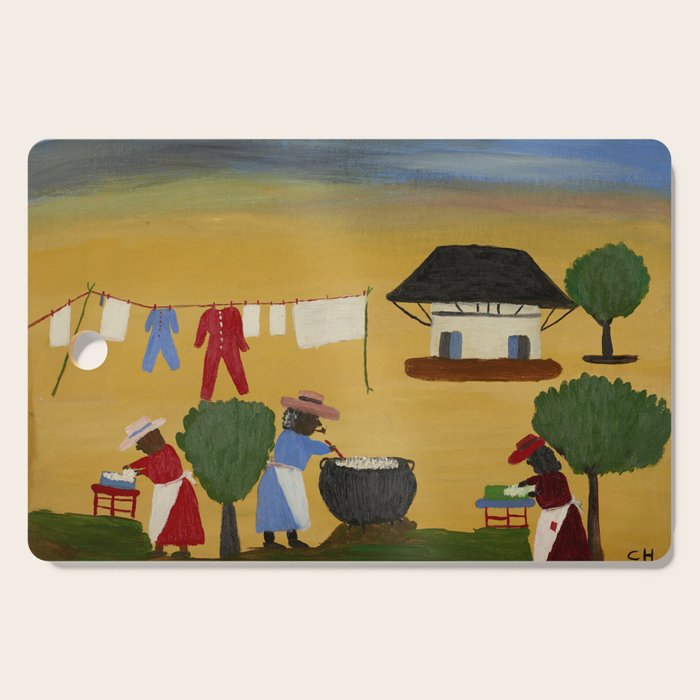 African American Masterpiece 'The Wash' portrait painting by Clementine Hunter   Cutting Board Gallery Image 1