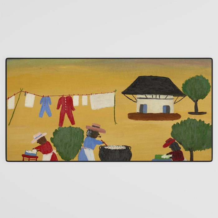 African American Masterpiece 'The Wash' portrait painting by Clementine Hunter   Desk Mat Gallery Image 3