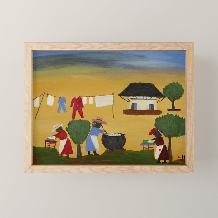 African American Masterpiece 'The Wash' portrait painting by Clementine Hunter   Mini Art Print Gallery Image 1