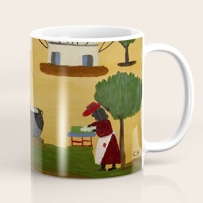 African American Masterpiece 'The Wash' portrait painting by Clementine Hunter   Coffee Mug Gallery Image 1