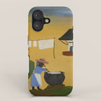 African American Masterpiece 'The Wash' portrait painting by Clementine Hunter   iPhone Case Gallery Image 1