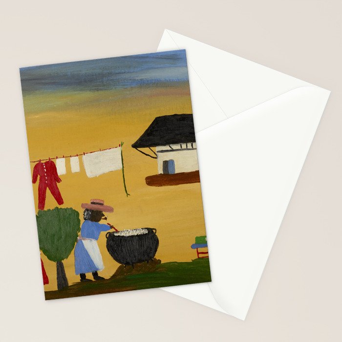 African American Masterpiece 'The Wash' portrait painting by Clementine Hunter   Stationery Card Gallery Image 2