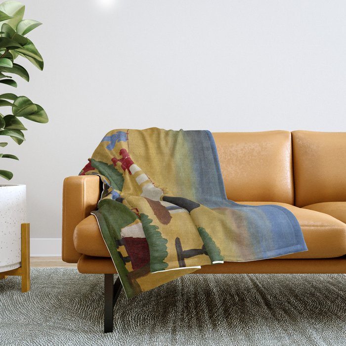 African American Masterpiece 'The Wash' portrait painting by Clementine Hunter   Throw Blanket Gallery Image 1