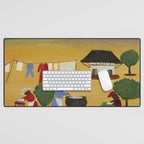 African American Masterpiece 'The Wash' portrait painting by Clementine Hunter   Desk Mat Gallery Image 1