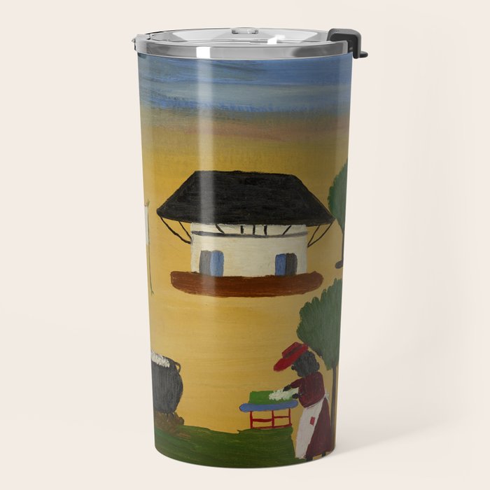 African American Masterpiece 'The Wash' portrait painting by Clementine Hunter   Travel Mug Gallery Image 2