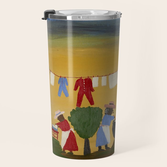 African American Masterpiece 'The Wash' portrait painting by Clementine Hunter   Travel Mug Gallery Image 3