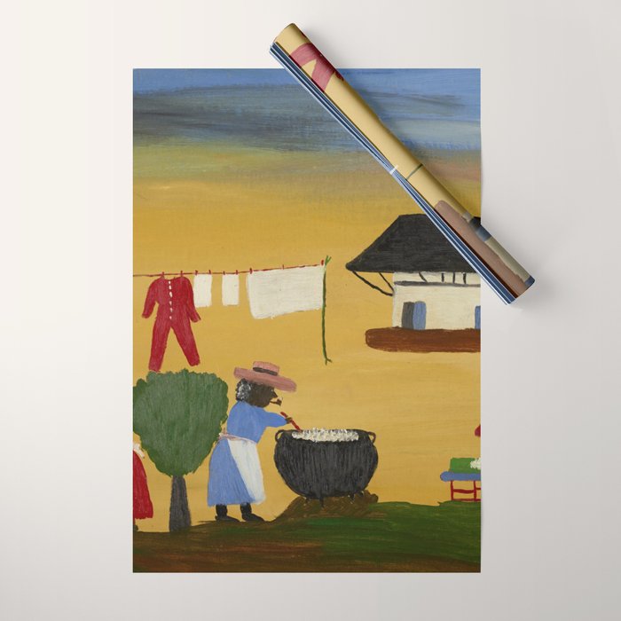 African American Masterpiece 'The Wash' portrait painting by Clementine Hunter   Wrapping Paper Gallery Image 1