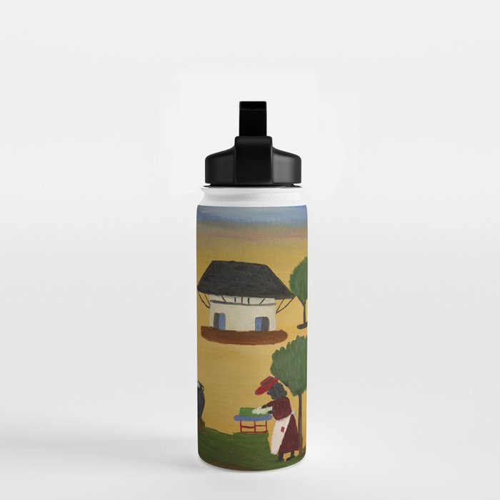 African American Masterpiece 'The Wash' portrait painting by Clementine Hunter   Water Bottle Gallery Image 2