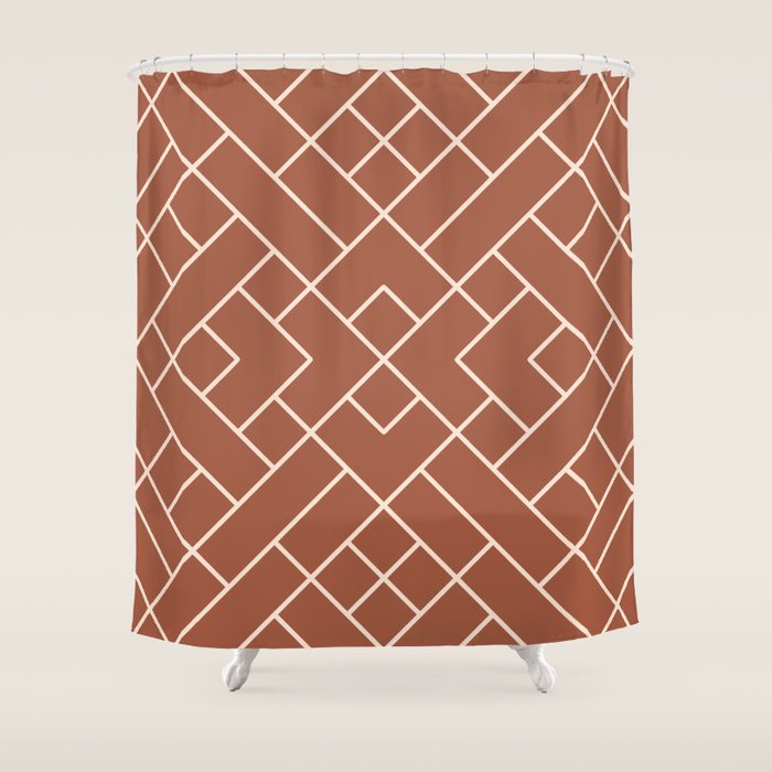 Boho Geometric Pattern in Sienna Shower Curtain Gallery Image 1