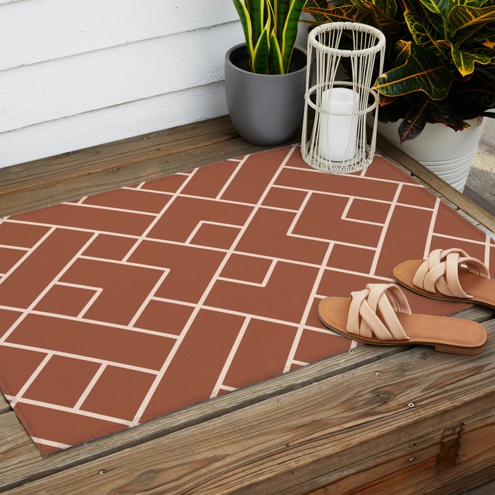Boho Geometric Pattern in Sienna Outdoor Rug Gallery Image 2
