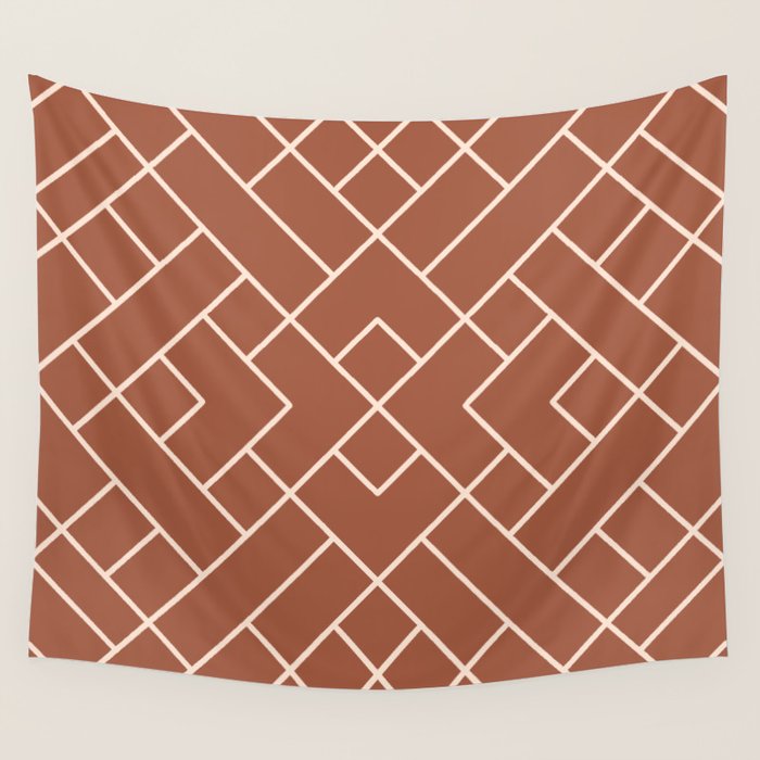 Boho Geometric Pattern in Sienna Wall Tapestry Gallery Image 1