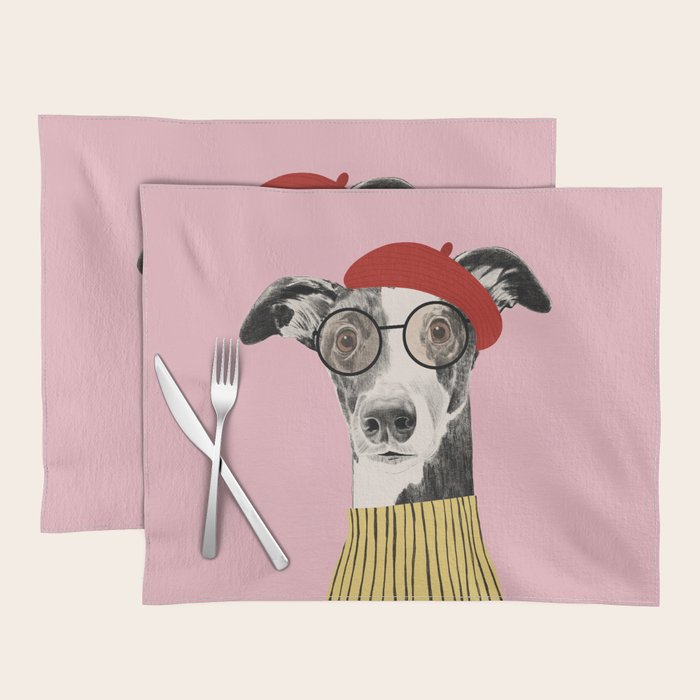 French style greyhound dog portrait Placemat Gallery Image 1