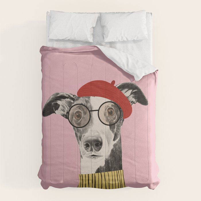 French style greyhound dog portrait Comforter Gallery Image 6